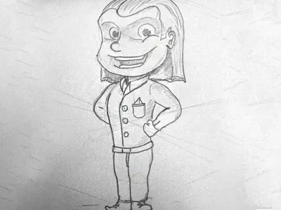 Mascot out of boredom boy design elegant jaybee mascot pen sketch