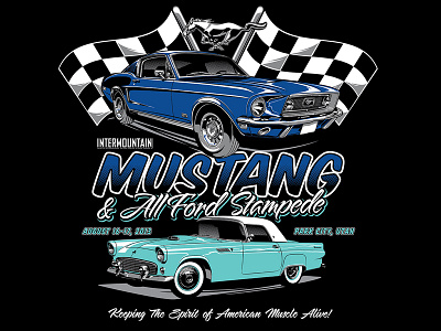 Mustang T-shirt automotive blue ford illustration mustang t bird teal vector