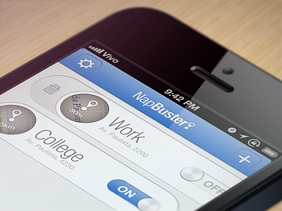 NapBuster! design study alarm app application blue geolocation icon ios location maps nap napbuster ui