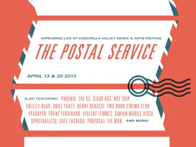 postal service @ coachella gig graphic design illustration music typography vector
