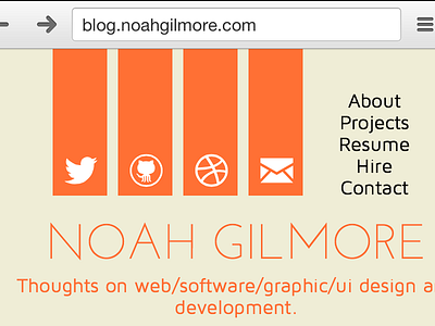 Blog Redesign Shot banners blog css dribbble email github hackfriday html orange redesign responsive tan twitter web