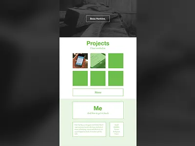 Website 2.0 beau hankins calendas plus green helvetica parallax parallax scrolling personal portfolio website