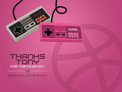 Thanks Tony for the invitation dribbble first merci nes nintendo pad pink shot thanks tony video game