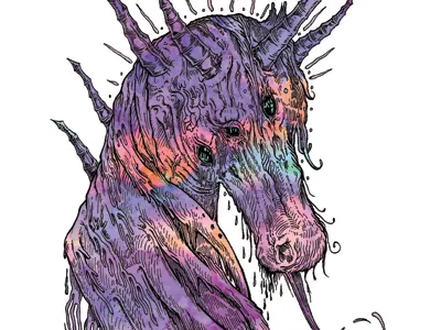 EUOS horns horse illustration ink unicorn watercolor