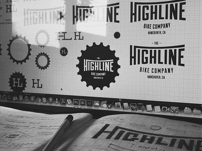 Highline Branding bike brand canada company drawn logo seal sketch type typography uk