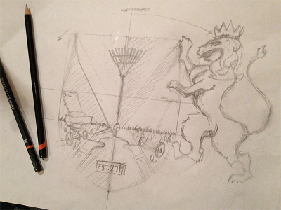 Turf First Logo Sketch care clippers coat of arms crest fertilizer first garden grass hedge lawn lion mower pesticide rake scotland scottish trim turf weeds