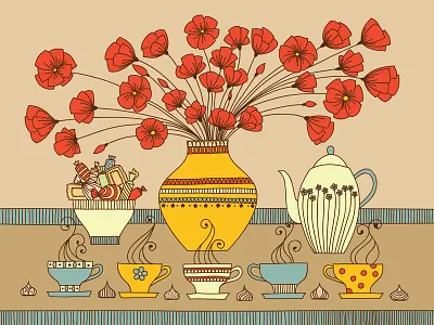 Tea Time breakfast candy cup dishware flower kettle sweet tea teapot