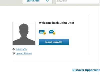 Welcome Screen back home in logged page welcome