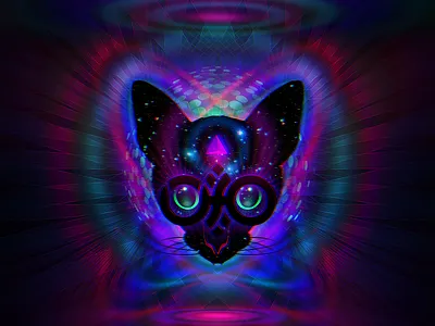 Psycat cat cosmos eyes glasses logo orbit psy segment triangle ufo