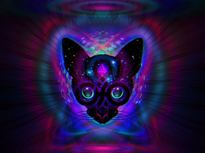 Psycat cat cosmos eyes glasses logo orbit psy segment triangle ufo