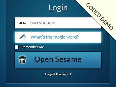 It's a kind of Magic! app coded creative mints css david hill demo dribbble form html jquery login login form magic mustache sign in wand widget