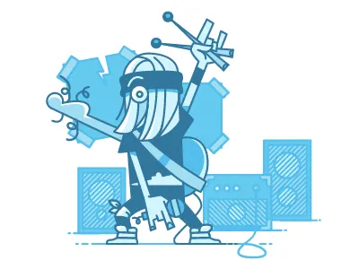 rocker bass character guitar illustration illustrator metal music vector