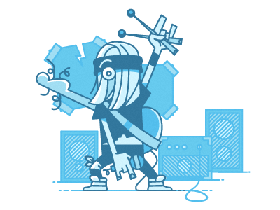 rocker bass character guitar illustration illustrator metal music vector