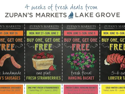 Lake Grove Zupan's Coupon Card chalk coupon coupon card grocery postcard