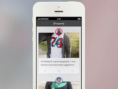 Mobile Feed comment feed ios iphone like mobile shopperly suggest ugmonk ui ux vote