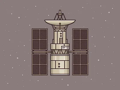 Satellite Study bold communication connect flat illustration satellite simple space stars technology vector