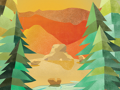 Illustration Process design illustration illustrator mountains photoshop process rocks texture trees water work