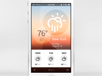 Weather App app application cloud design forecast icons interface ios iphone sun temperature ui weather