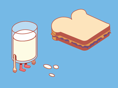 PB & J 3 bread illustration jelly milk peanut butter toaster