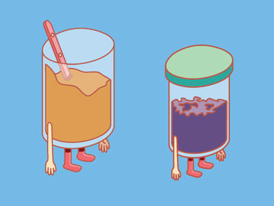 PB & J 1 bread illustration jelly milk peanut butter toaster