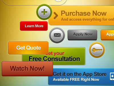Clean Web Buttons Kit add apply appstore button clean email free key quote