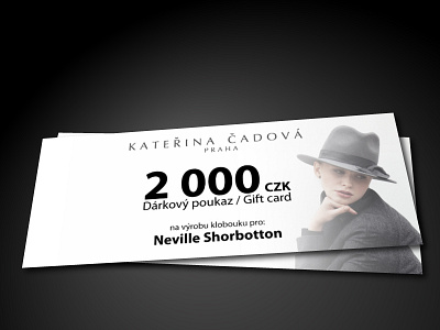 Gift cards for milliner "Kateřina Čadová" card coupon gift hat milliner