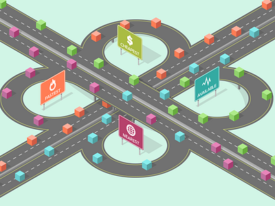 Traffic 3d data flow illustrator isometric network