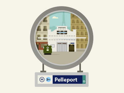 Paris – Pelleport Metro Entrance illustration metro paris