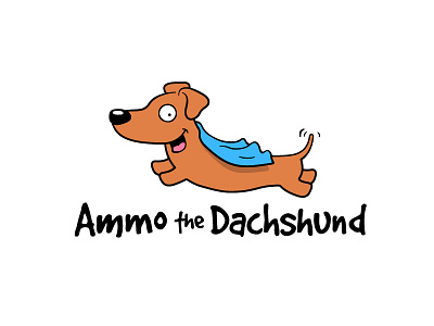 Ammo the Dachshund ammo cartoon cute dachshund dog fun hotdog illustrator logo pet wiener