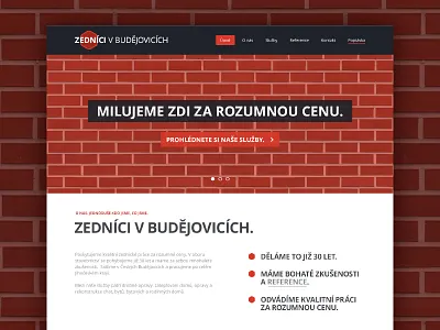 "We love walls for a reasonable price" client czech design homepage landing landing page mason masonry microsite project responsive rwd service web webdesign website
