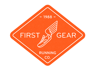 First Gear Running Co. athletic outline running seal shoe wings