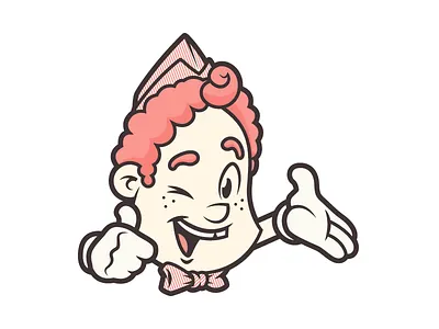 Ice Cream Man ice cream illustration pink vector vintage