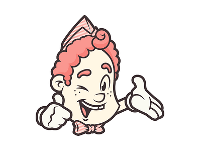 Ice Cream Man ice cream illustration pink vector vintage