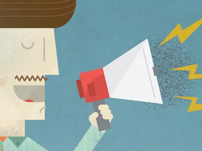Relatores alejandro alevizio big closed dolina eyes flat football illustration megaphone mouth relatores voice