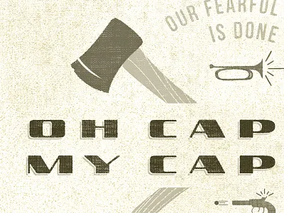 Ohcaptainmycaptain Crop axe bugle captain lettering pistol