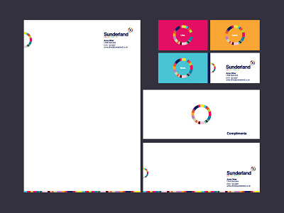 Sunderland Stationary blue brand business card circle colourful identity letterhead rainbow red stationary sunderland