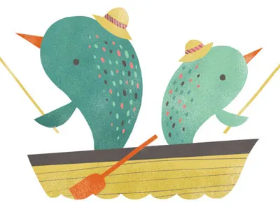 Narwhal Fishin boat cute dad fathers day fishing greeting card illustration male bonding narwhal stationery