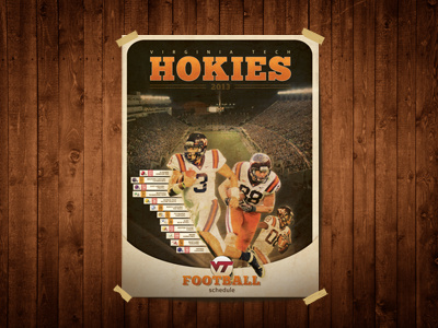 College Football Poster calendar dark football label photoshop texture wood