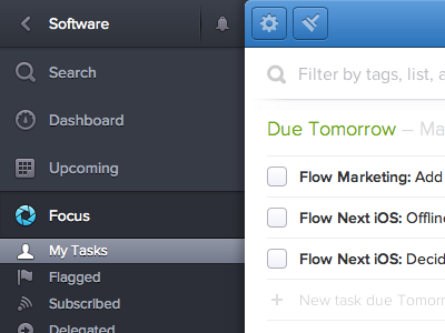 My Tasks app focus list search sidebar tasks ui web