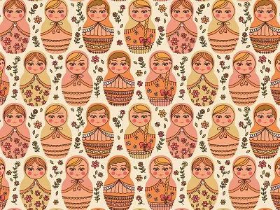 Matreshka babushka culture doll female folk girls matreshka pattern russia russian seamless traditional women