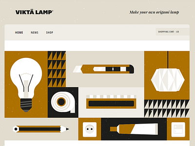 Viktä Lamp Website glue knife lamp lampshade lightbulb origami pencil ruler tape vikta website