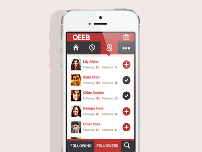 Followers app flat follower following ios iphone list mobile navigation social ui ux
