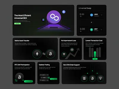 Universal DEX Trading Platform asset transfer blockchain support cross chain crypto solutions crypto trading defi participation defi tool futuristic ui gasless trading innovative design modern interface native assets secure transactions transaction optimization ui design universal dex ux design ux ui ux ui design website