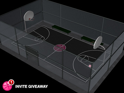 It's time to play - dribbble invite 3d basketball c4d cinema4d court dribbble invitation invite invites playground