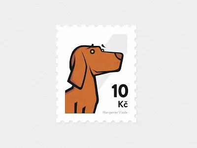 Post stamp animal dog gundog illustration post stamp vizsla