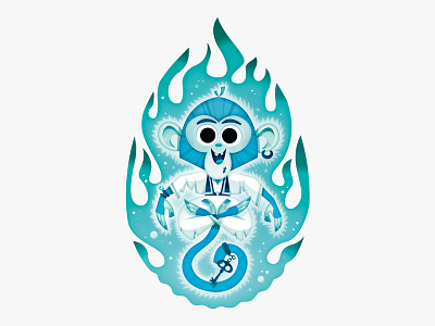 Sea Spirit Monkey character ghost happy illustration monkey mythical spirit sprite water