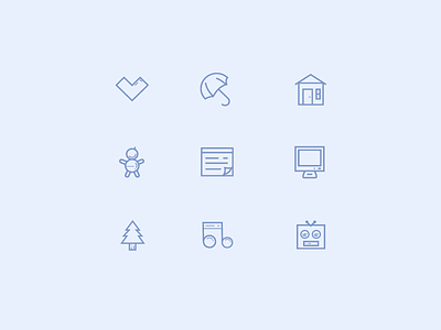 Various Icons baby computer heart house icon music notepad robot tree umbrella vector