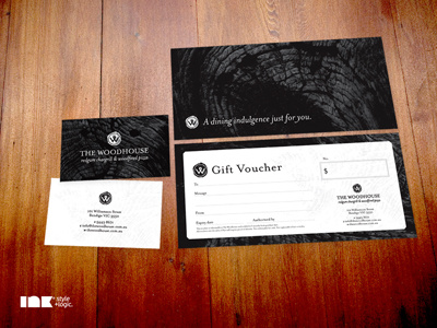 The Woodhouse Business Card & Gift Voucher business card gift voucher restaurant stationery the woodhouse