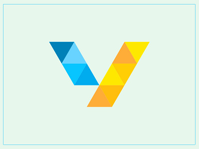 Geometric Logo #1 blue flat geometric simple triangle v yellow