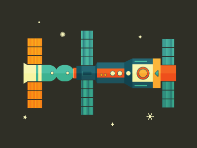 Soyuz & Salyut cccp dock docking korolev orange outer space russia salyut shapes soviet soyuz space space craft space station spacecraft ussr vector